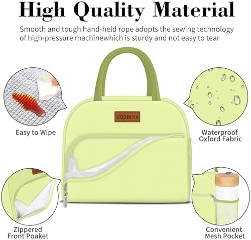 Coobiiya Insulated Lunch Bag Women/Men, Taslon Leakproof Thermal Lunch Box for Women Men, Cute Waterproof Cooler Bag for Work Picnic Travel
