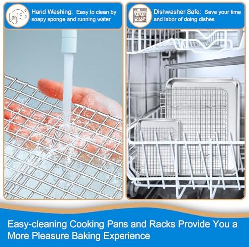 P&P CHEF 12.5+9 Inch Toaster Oven Pan Tray with Wire Rack, 4 PCS