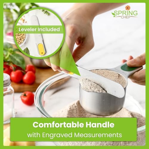 Spring Chef 9 Magnetic Measuring Cups & Spoons Set w/Leveler, Multicolor