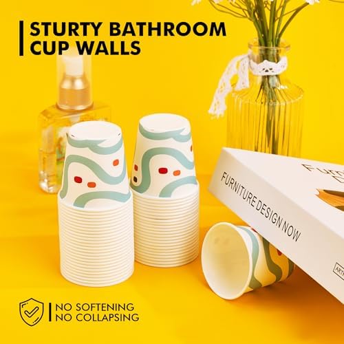 RACETOP 3 oz Bathroom Cups 300 Pack, Small Paper Cups, White Lines