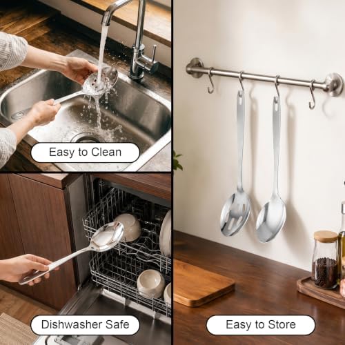 Kirecoo 2PCS Stainless Steel Serving Spoons Set, Solid & Slotted