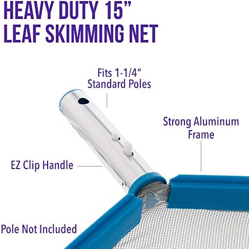 U.S. Pool Supply Heavy Duty Large 15" Swimming Pool Leaf Skimmer Net