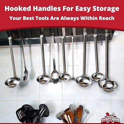 Super Sturdy, Ergonomic 6 Oz. Soup Ladle 1 Pk. Stainless Steel Ladles with Long Handles. Best Kitchen Accessories for Stirring, Portioning and Serving Soups, Chili and Stew in Restaurants and at Home