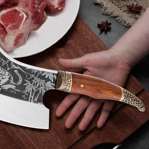 Purple Dragon Heavy Duty Meat Cleaver Knife with Leather Sheath