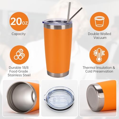 IEOVIEE 32 Pack 20oz Stainless Steel Insulated Bulk Tumblers with Lid&Straw