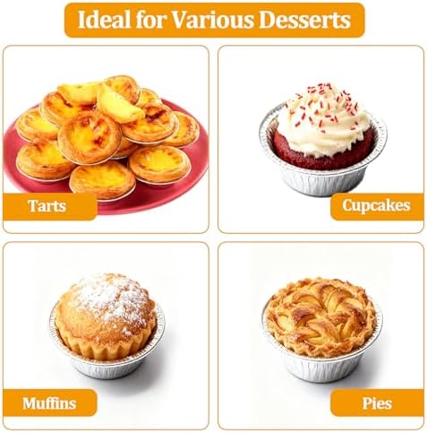 Disposable Aluminum Foil Tart,100 Pack Mini Pie Tins,Pie Pans for Baking Personal Mini Pies,Round Pie Tart Small Tin Foil Pans