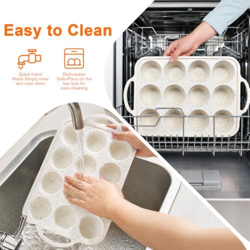 Silicone Muffin Pan Reinforced Metal Frame 12 Cup Nonstick