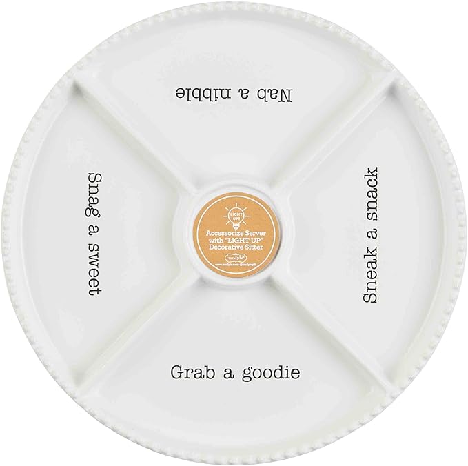 Mud Pie Circa Divided Tray, White, 12 1/4" dia | Base for Interchangable Platter Inserts