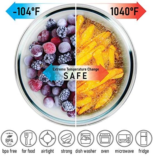 Stackable Glass Mixing Bowls with BPA Free Lids Set of 5