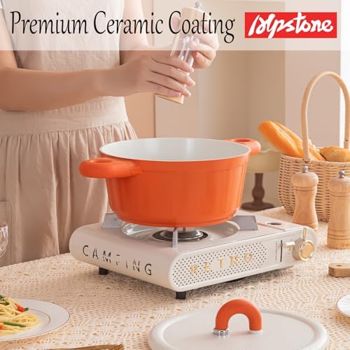 Alpstone 5QT Nonstick Stock Pot with Lid, Orange
