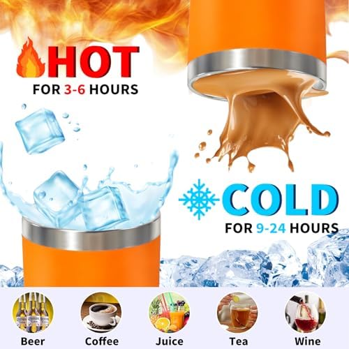 HAOLI 1 Pack 20oz Stainless Steel Tumbler with Lid/Orange