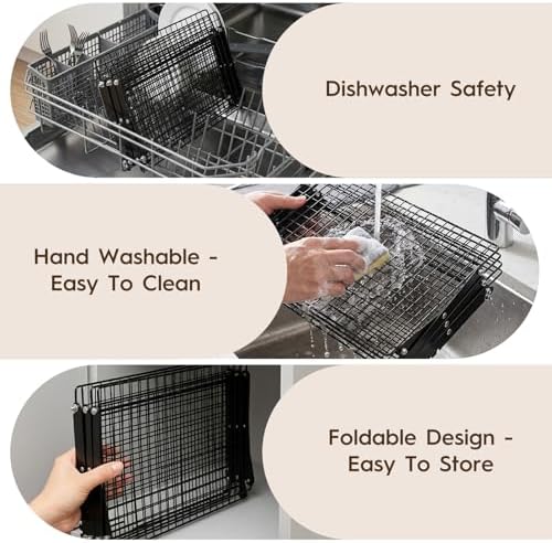 3-Tier Upgraded Stackable Cookie Cooling Rack-Collapsible Cooling Racks for Cooking And Baking Rack with Adjustable, Multifunctional Baking Cooling Rack for Cookies, Roasting, Countertop
