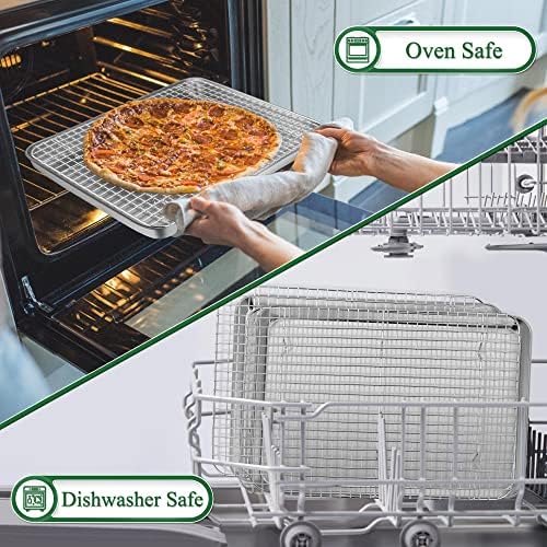 P&P CHEF 17.5 Inch Cookie Baking Sheet Pan with Wire Rack,4 Pcs