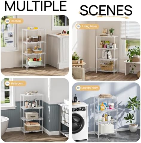 SINGAYE 4 Metal Shelves Wire Shelving Storage Shelf Adjustable Unit Pantry