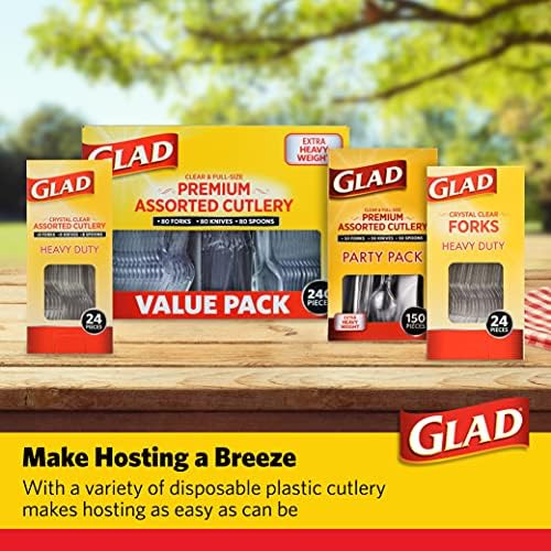 Glad Clear Disposable Plastic Cutlery Set, 150 Count Family Size