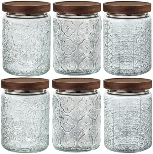 Vintage Glass Jar with Lid Airtight Candy Coffee Canister Food Storage Set
