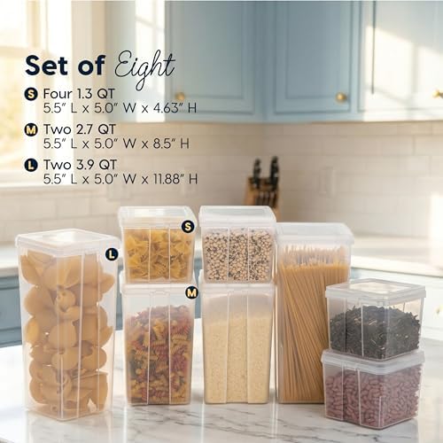 IRIS USA Food Storage Containers Set, 8 Pack Combo Set, Food Grade Plastic
