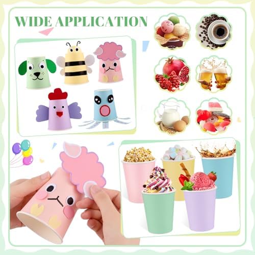 NatNarr 100 Pack Pastel Paper Cups, 9oz Pastel Party Cups
