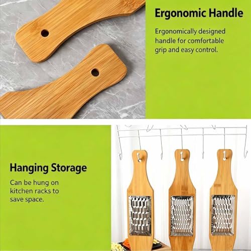 Bamboo Vegetable Grater Stainless Steel Zester Handheld Shredder For Carrot