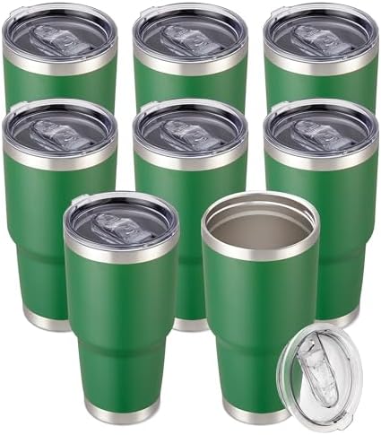 30 oz Tumbler with Lid Stainless Steel Tumblers Bulk, 8 Pack