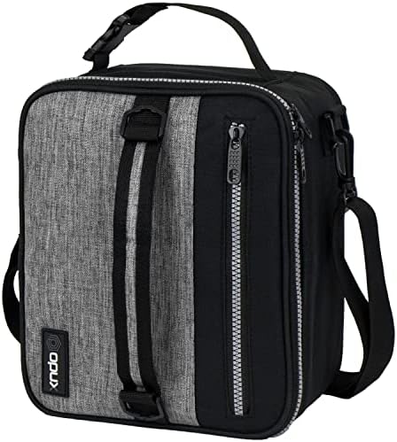 opux Insulated Lunch Bag for Men Women Kids, Soft Lunch Box, Gray