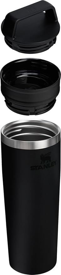 STANLEY Cafe To Go Travel Mug 20 oz | Leakproof Two-Part Drink Through Lid | Tumbler Cup for Coffee, Tea and Drinks | Insulated Stainless Steel Coffee Mug | BPA-Free | Black 2.0