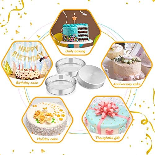 TeamFar 9½ Inch Cake Pan, 3 Pcs Stainless Steel Round Tier Cake Pans Set