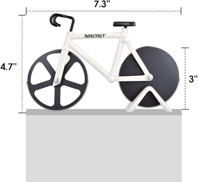 Ninonly Bicycle Pizza Cutter Wheel,Non-stick Bike Pizza Slicer,Stainless Steel Cutting Wheels With a Stand for Pizza Lovers, Housewarming Gifts Cool Kitchen Gadget Cool Men's Gift