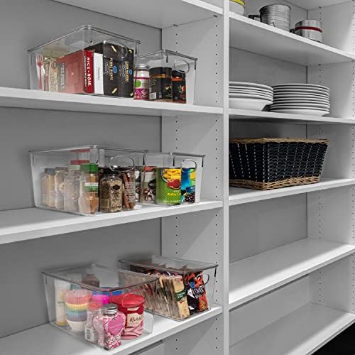 CLEARSPACE Plastic Storage Bins With lids – Perfect Kitchen Fridge Organizer, Pantry Organization, Cabinet Organizers (4 Pack)