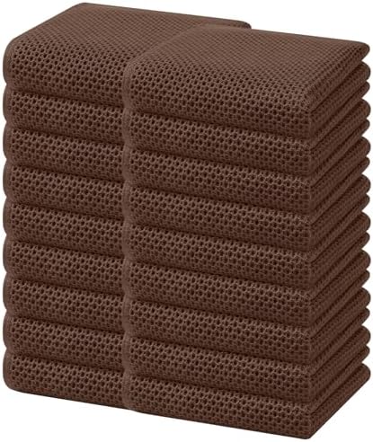 Homaxy 100% Cotton Waffle Weave Kitchen Dish Towels 18-Pack, Coffee