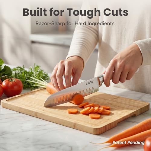 SMIRLY 14-Piece Kitchen Knife Set with Block, Razor-Sharp, Cream White