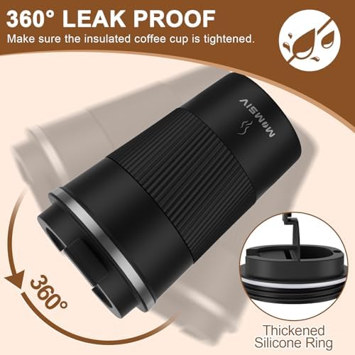 MOMSIV 12oz Travel Coffee Mug, Insulated Coffee Cup with Leakproof Lid