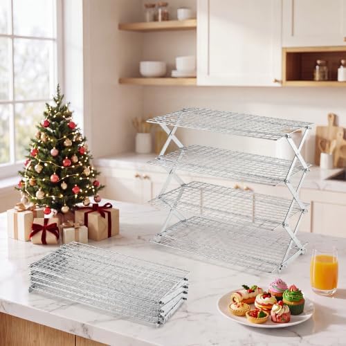 LIANYU 4 Tier Collapsible Cooling Rack, Stainless Steel Baking Rack