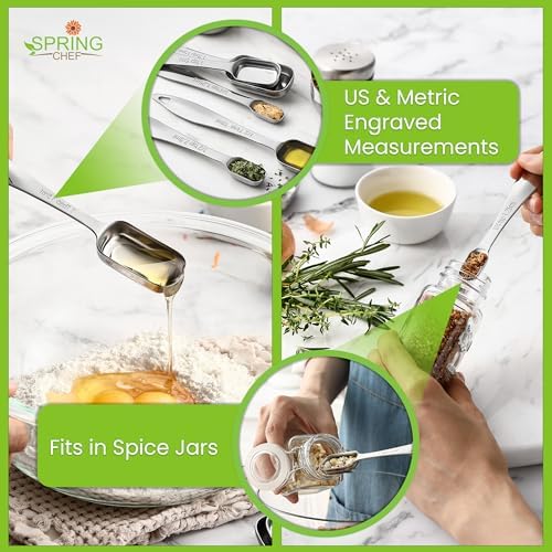 Spring Chef Stainless Steel Measuring Cups and Spoons Set of 10 w/Leveler