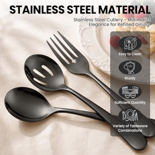 12-Piece Black Serving Utensils Set, Serving Spoons for Buffet