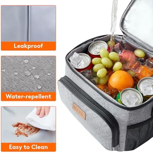 Lifewit Reusable Insulated Lunch Bag, Portable Cooler Freezable Soft Lunchbox Leakproof with Adjustable Shoulder Strap for Men Women Adult for Work Picnic or Travel, 9L 12 Can, Grey