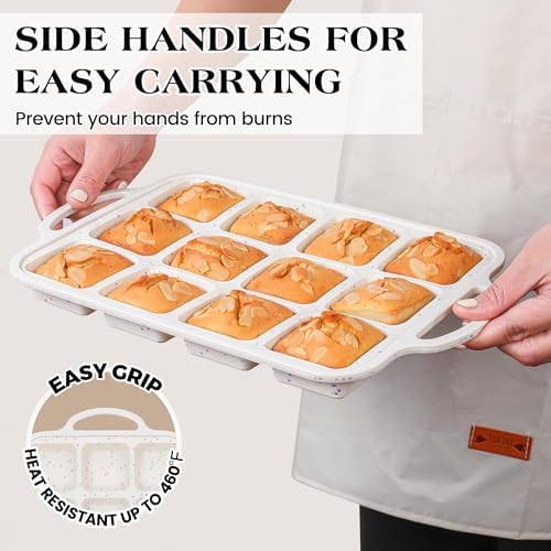 Mini Individual Square Brownie Pan with Dividers, Cream