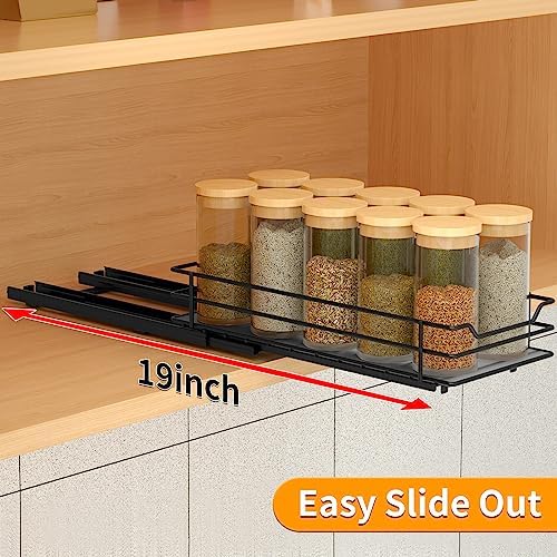 BOIVSHI Pull Out Spice Rack Organizer for Cabinet, Heavy Duty Slide Out Spice Rack Organizer for Kitchen Cabinets and Pantry, Fits Spices, Sauces, Canned Food (4.5''Wx10.5''Dx2.5''H)
