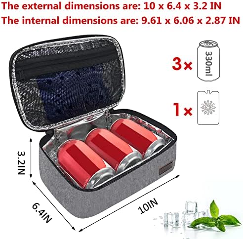 Gloppie Small Lunch Bag, Insulated Lunch Box for Adults & Kids, Grey