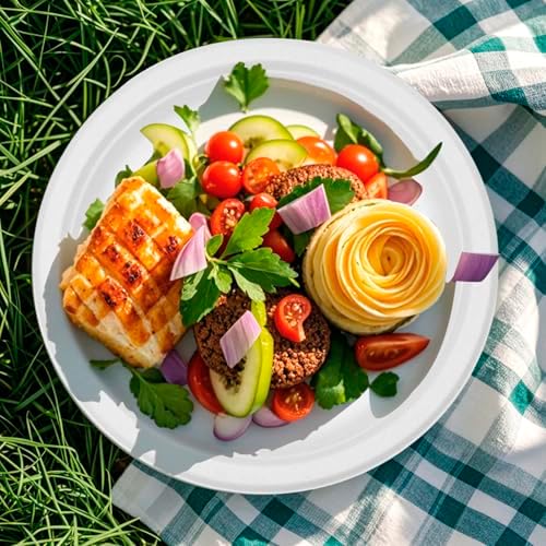 RACETOP Compostable 10 Inch [125 Pack] Paper Plates