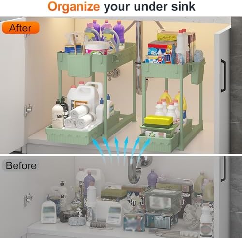 Sevenblue 4-Pack 2-Tier Under Sink Organizer with Pull Out Drawers