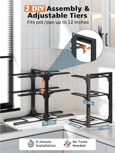 MUDEELA 6-Tier Heavy Duty Pots and Pans Organizer under Cabinet, 13.78" H