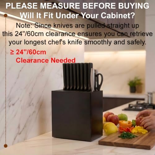 Universal Knife Holder XL Knife Block Without Knives Acacia Wood Dark Brown