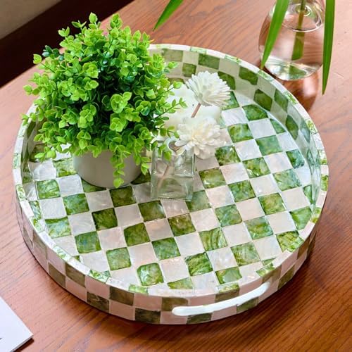 CHI AN HOME 16"x12" Capiz Serving Tray, Decorative Coffee Table Tray, Green