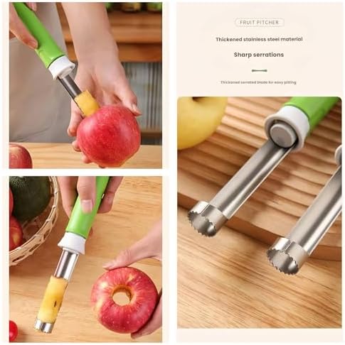 2 in 1 Stainless Steel Apple Corer Peeler Kitchen Gadget (Green)