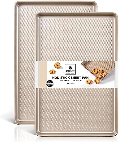 2 Pack Half Sheet Cookie Sheets for Baking, Nonstick Baking Pans
