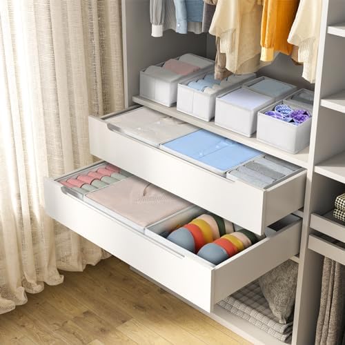 Drawer Organizer Clothes, Nursery Dresser & Closet Storage, White, 12 Pack