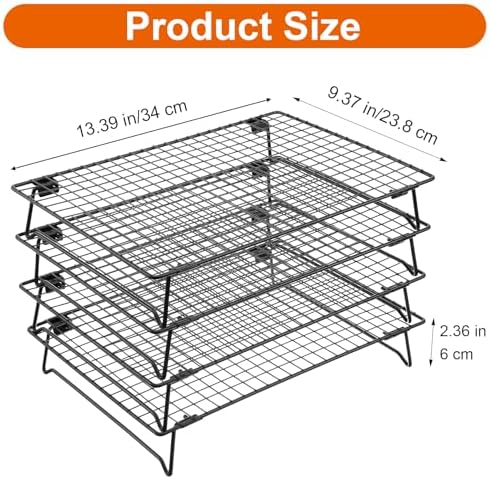 4Pcs Cooling Racks for Cooking and Baking, 13.4 x 9.4" Wire Rack
