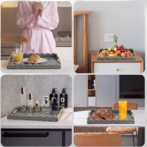 AGIOTA Coffee Table Trays for Living Room Serving Tray with Handles, Modern Large Tray for Ottoman Coffee Table