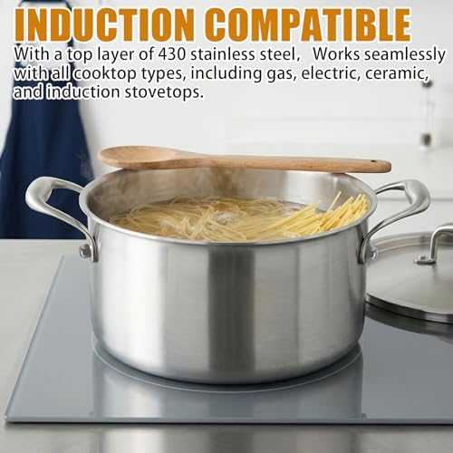 5 Ply Stainless Steel 6 Quart Stock Pot with Lid Compatible with Any Stove